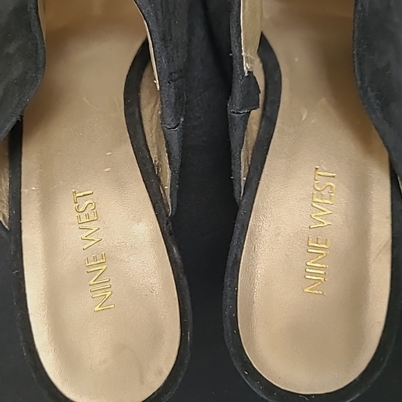 NWOT Nine West Gemily Peep Toe Mules with Partial Clear Heel - Picture 6 of 9